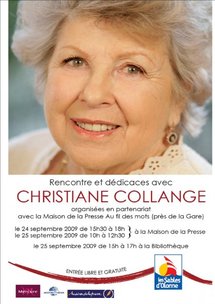 Les Sables d'Olonne: rencontre et dédicaces avec Christiane Collange les 24 et 25 septembre