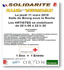 Tempête XYNTHIA: soirée de solidarité au Bourg-sous-la-Roche jeudi 11 mars à 20h00