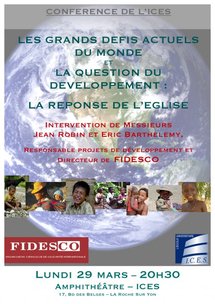 La Roche-sur-Yon: conférence sur les "Les grands défis actuels du monde et la question du développement : la réponse de l'Église" le lundi 29 mars à 20h30