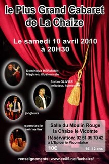 La Chaize-le-Vicomte: soirée cabaret avec Dominique Herman le samedi 10 avril à 20h30