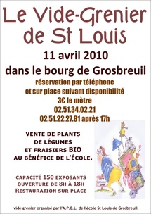 Grosbreuil: vide-grenier de l'école Saint Louis dimanche 11 avril de 8h00 à 18h00 