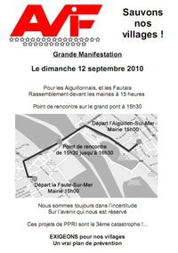 L'Aiguillon-sur-Mer et La Faute-sur-Mer: manifestation contre le PPRI dimanche 12 septembre