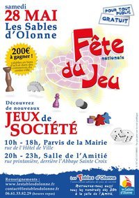 Les Sables d'Olonne:  fête du jeu Parvis de la Mairie samedi 28 mai de 10h00 à 18h00