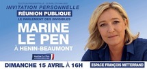 Présidentielles 2012: Marine Le Pen en meeting à Hénin-Beaumont dimanche 15 avril à 16h00