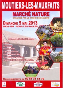 Moutiers-les-Mauxfaits: Marché Nature organisé par le Jardin des Savoirs le dimanche 5 mai de 9h30 à 18h00