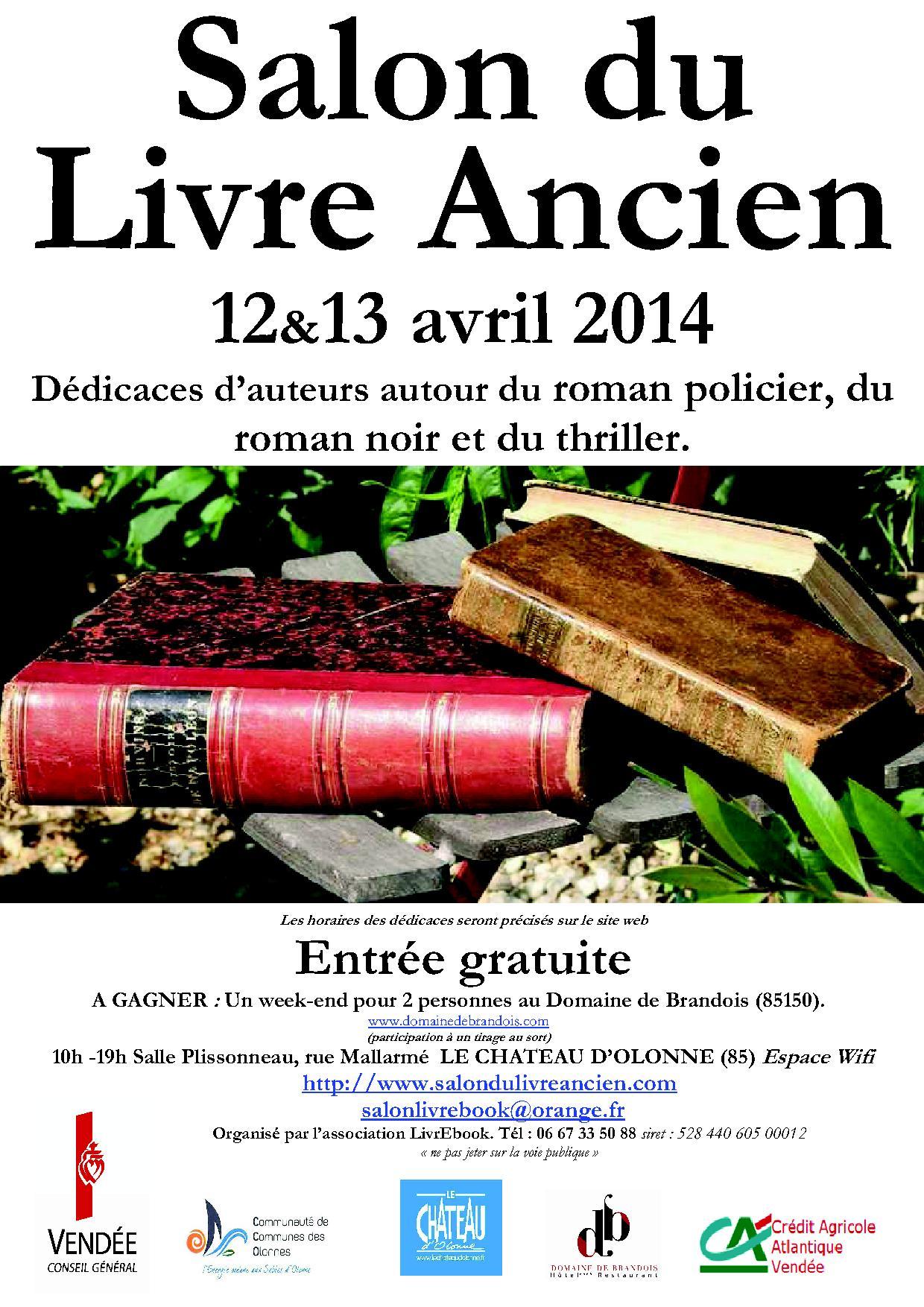 Le Château d'Olonne: salon du livre ancien samedi 12 et dimanche 13 avril de 10h00 à 19h00 