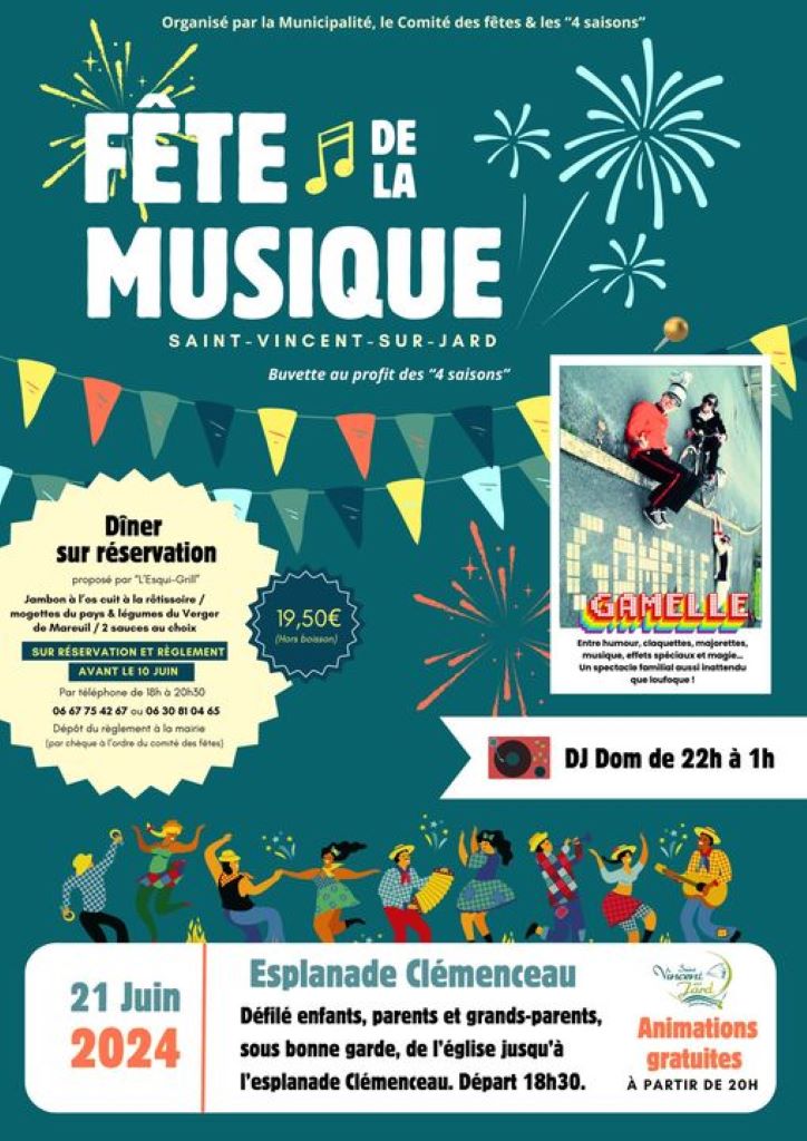 Saint-Vincent-sur-Jard : fête de la musique ce vendredi 21 juin à partir de 18h30