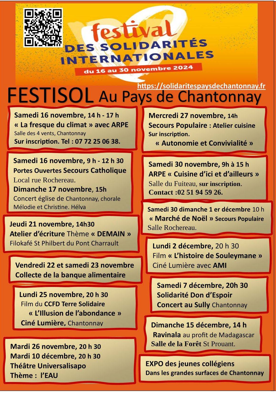 Chantonnay : un festival des solidarités internationales du 16 novembre au 15 décembre 