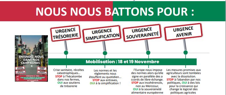 FDSEA et JA de Vendée disent NON AU MERCOSUR dès le 18 novembre