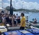 Arnaud Boissière de retour sur la terre ferme à bord de la Mie Caline , après son arrivée en Martinique sous gréement de fortune